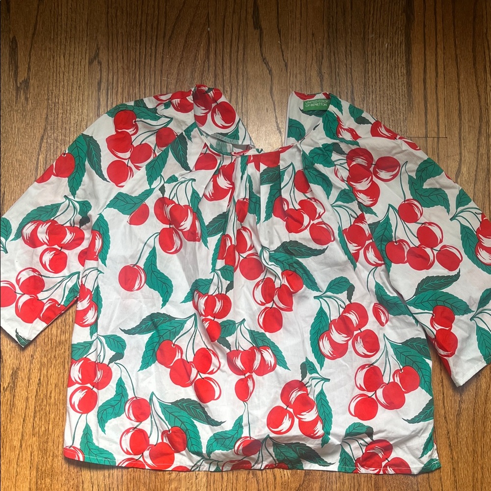 United Colors Of Benetton Cherry Print Top - Red and Green